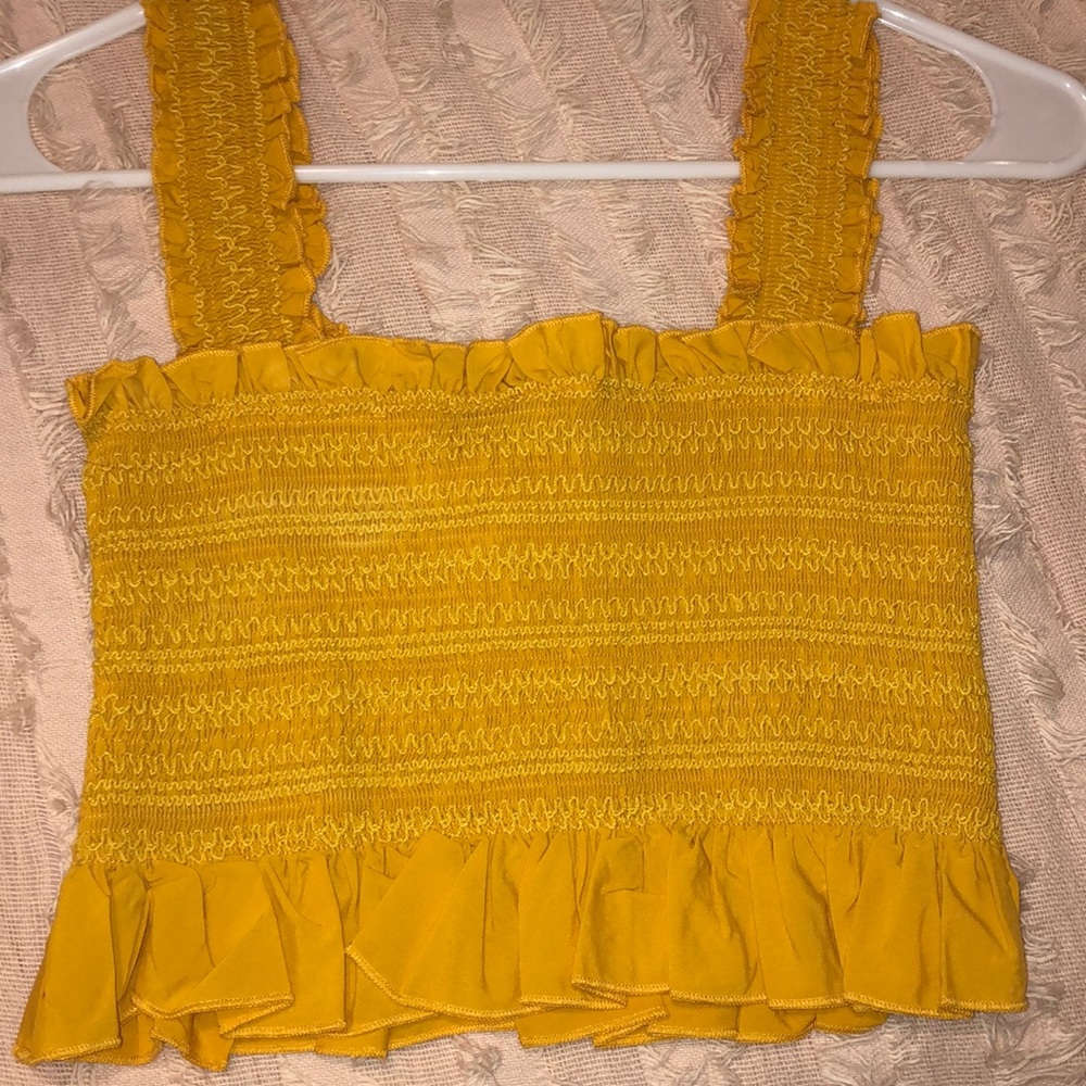Yellow Ruched Tank Top